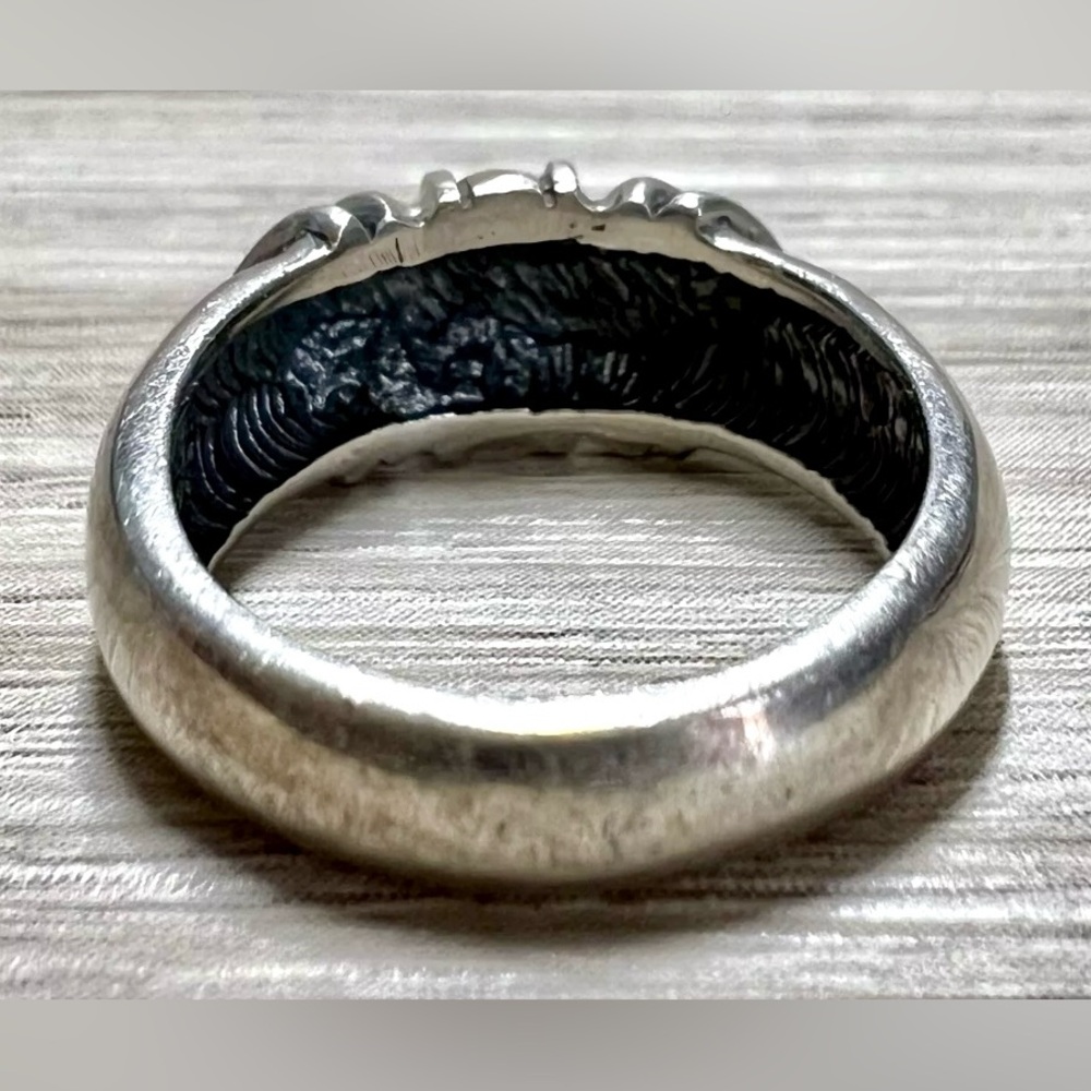 Designer Signed JA Sterling Silver & 18K Yellow Gold Accented Band Ring, Size 6 - Picture 5 of 11